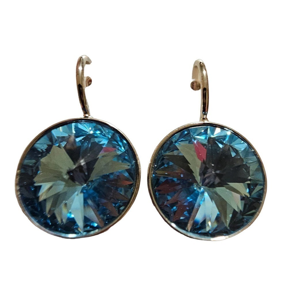 NEW! Swarovski‎ Element Aqua Blue earrings.13mm Round Party Wedding Minimalist